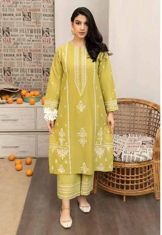 Elegant-2PC LAWN EMBROIDERED SHIRT AND EMBROIDERED  TROUSER - 0004