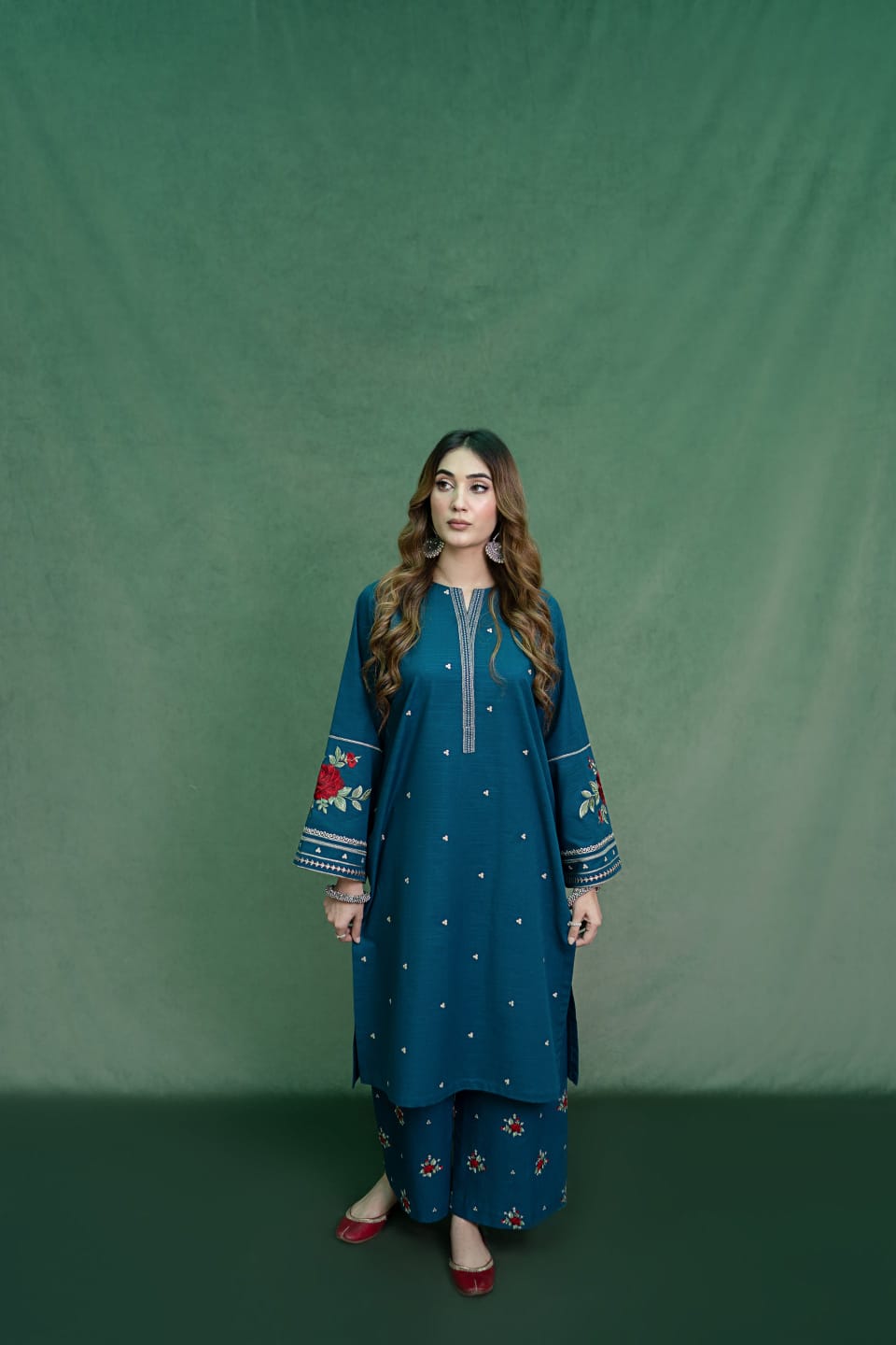 Elegant-2PC LAWN EMBROIDERED SHIRT AND EMBROIDERED  TROUSER - 0006