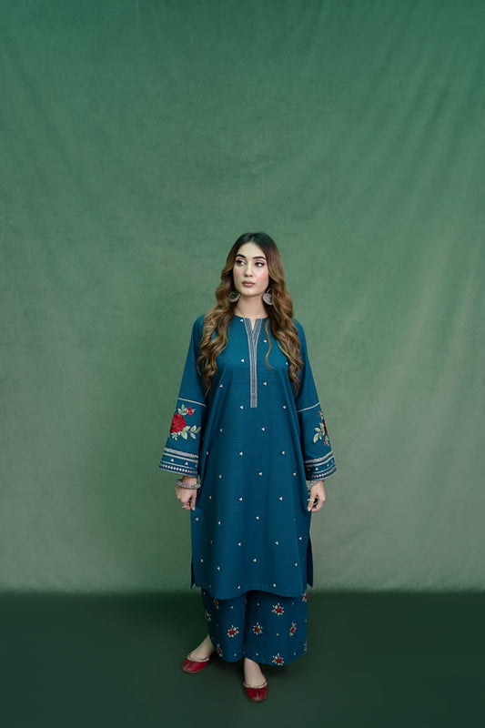 Elegant-2PC LAWN EMBROIDERED SHIRT AND EMBROIDERED  TROUSER - 0006
