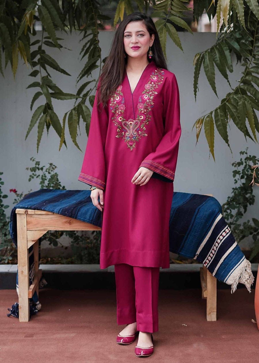Elegant-2PC LAWN EMBROIDERED SHIRT AND TROUSER - 0011