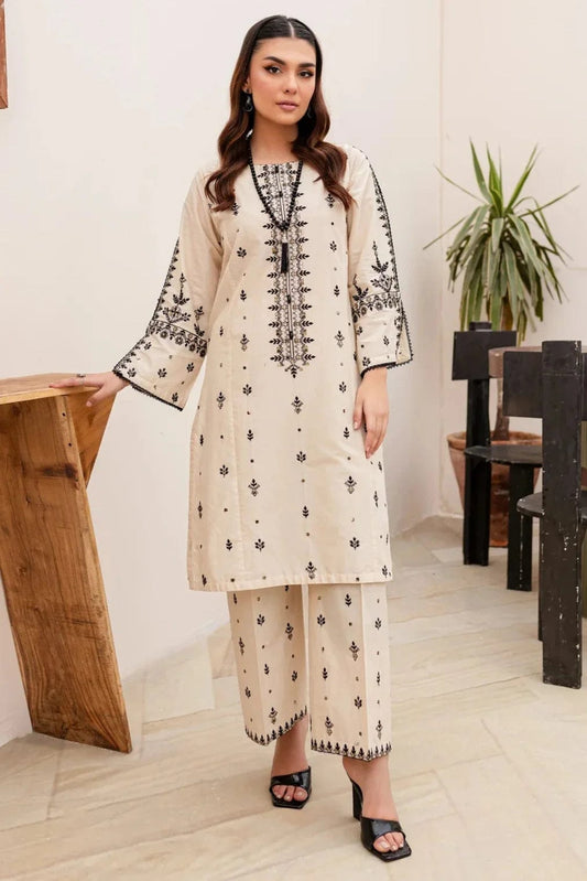 Elegant-2PC LAWN EMBROIDERED SHIRT AND EMBROIDERED TROUSER - 0012
