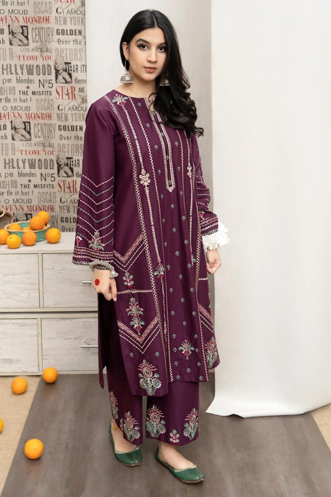 Elegant-2PC LAWN EMBROIDERED SHIRT AND EMBROIDERED TROUSER - 0010