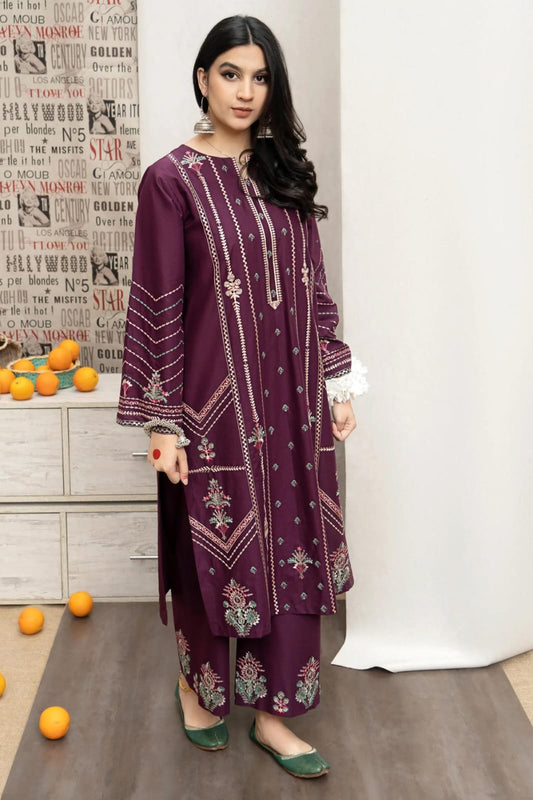 Elegant-2PC LAWN EMBROIDERED SHIRT AND EMBROIDERED TROUSER - 0010