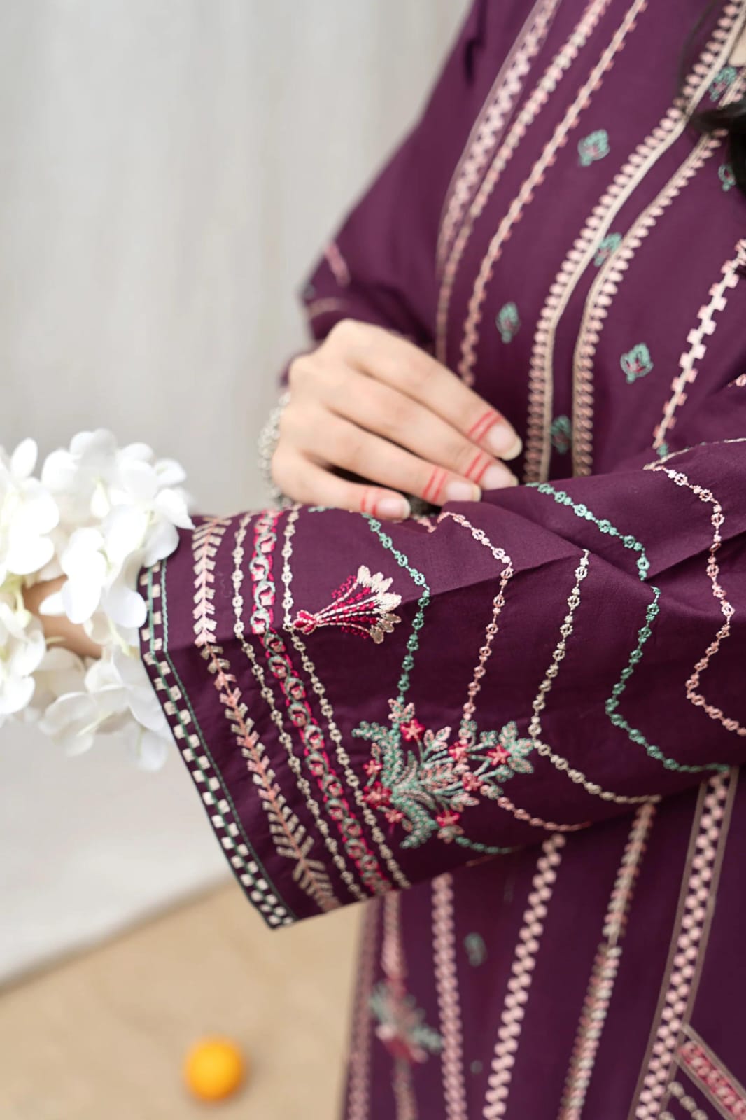 Elegant-2PC LAWN EMBROIDERED SHIRT AND EMBROIDERED TROUSER - 0010