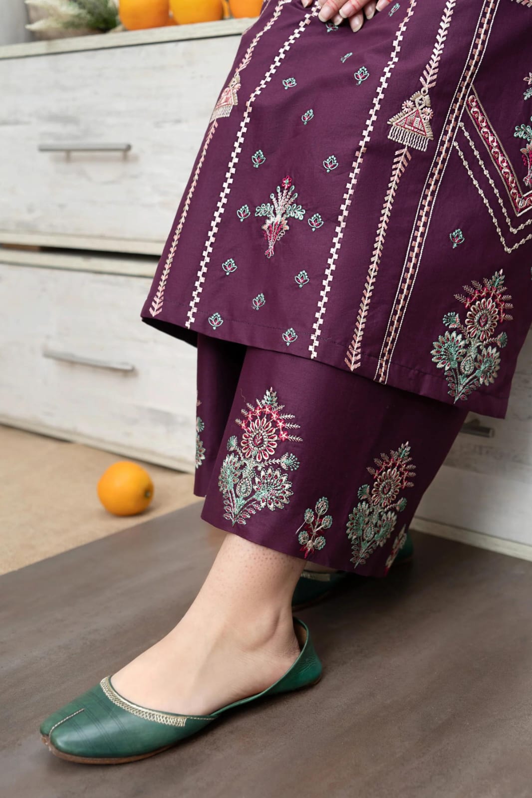Elegant-2PC LAWN EMBROIDERED SHIRT AND EMBROIDERED TROUSER - 0010